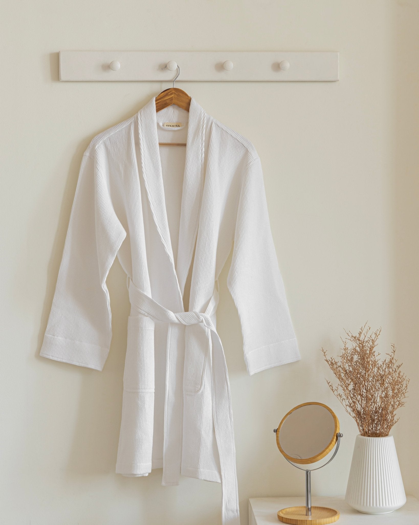 Mini Waffle Bathrobes White - Texaura