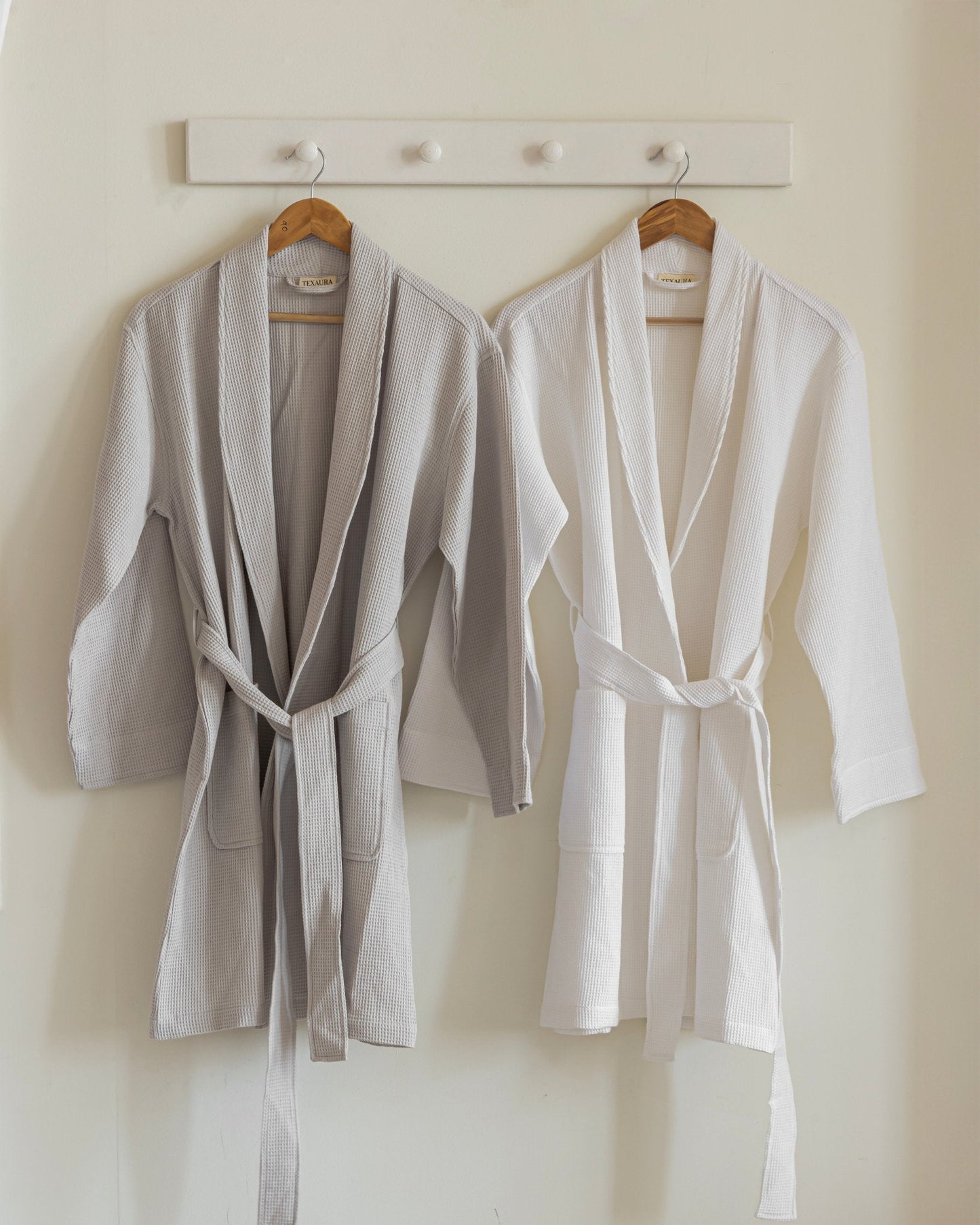 Mini Waffle Bathrobes White - Texaura